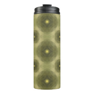 Garrafa Térmica Abstrato Olive Green Flower Padrão Sem Costura