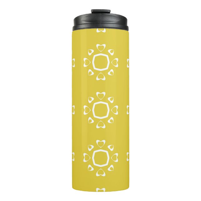 Garrafa Térmica Abstrato padrão uniforme de fundo amarelo (Frente)