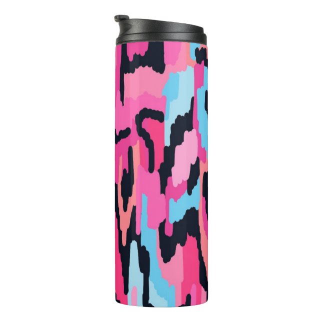 Garrafa Térmica Abstrato Pop cor-de-rosa (Rotação à direita)