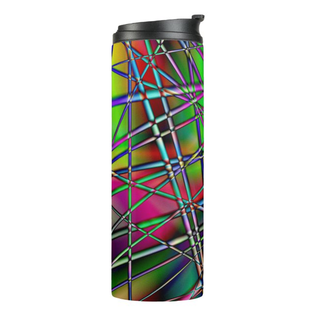 Garrafa Térmica Abstrato preto colorido (Giro à esquerda)