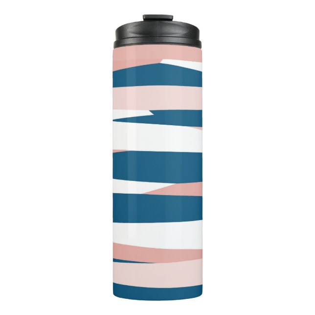 Garrafa Térmica Abstrato rosa azul e branco (Frente)