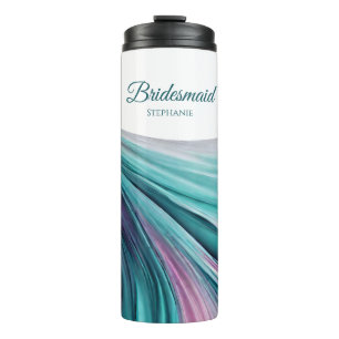 Garrafa Térmica Abstrato Roxo-Moderno e Teal-Bridesmaid-