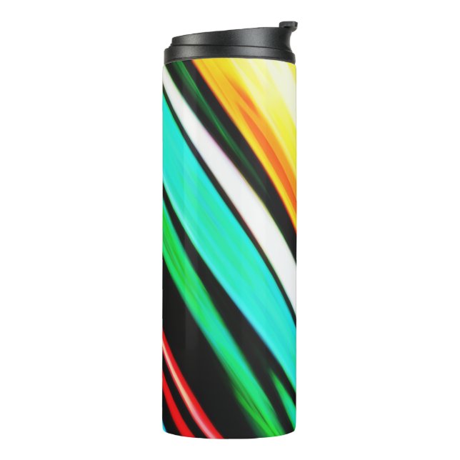 Garrafa Térmica Abstrato verde roxo E amarelo 609 (Giro à esquerda)