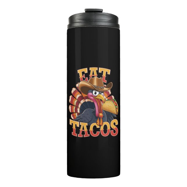 Garrafa Térmica Ação de Graças A Turquia Comeu Tacos Engraçado Mex (Frente)