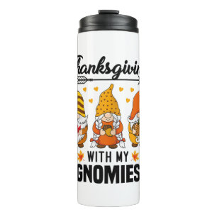 Garrafa Térmica Ação De Graças Com Meus Gnomos Engraçados Pumpkin