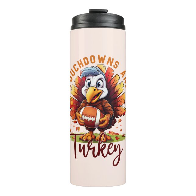 Garrafa Térmica Ação de Graças de Touchdown e Turquia (Frente)