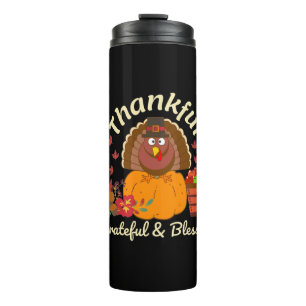 Garrafa Térmica Ação de Graças Grata e Abençoada