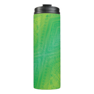 Garrafa Térmica Aceitação   Padrão do Shibori Azul Amarelo