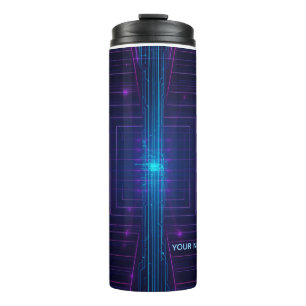 Garrafa Térmica Acesso Personalizado ao Sistema Cyberpunk Neon
