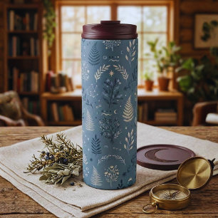 Garrafa Térmica Acessórios de Bebida Boho Celestial Botânico Azul