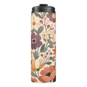 Garrafa Térmica Acessórios de Bebida com Estampa Floral Vintage 