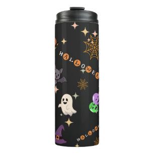 Garrafa Térmica Aço Inoxidável com Padrão Assustador Kawaii Hallow