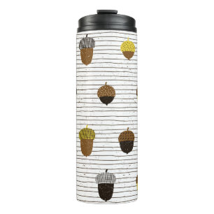 Garrafa Térmica Acorn padrão perfeito. Decoração de outono.