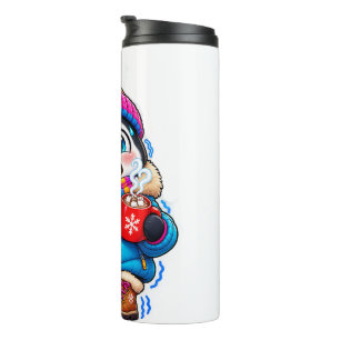 Garrafa Térmica Adesivo de Pinguim Fofo Aquecendo Minha Nadadeira