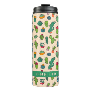 Garrafa Térmica Adicione seu teste padrão ereto do cacto   bonito