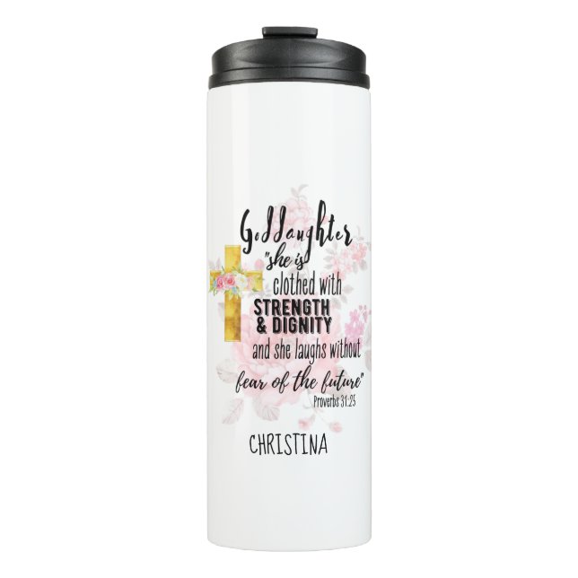 Garrafa Térmica Adolescente Deusa Presente Proverbo Personalizado (Frente)