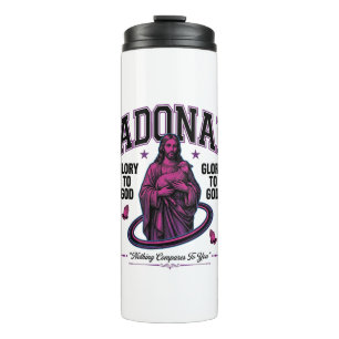 Garrafa Térmica Adonai Glória a Deus Desenho Vetorial Cristão Vint