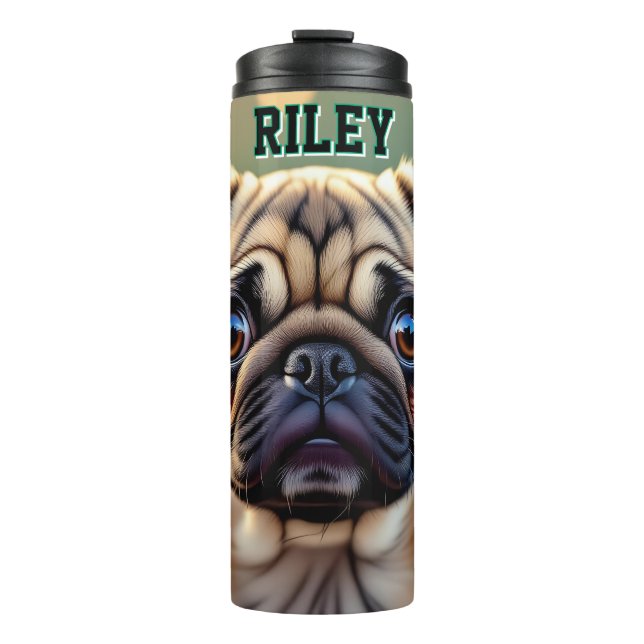Garrafa Térmica Adorable Pug Close up | Cute Dog Personalized (Frente)