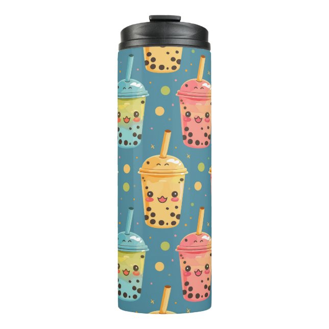 Garrafa Térmica Adorável Kawaii Boba Drink Design (Frente)