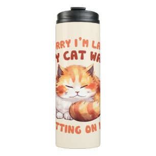 Garrafa Térmica Adorável Laranja Tabby Cat. Desculpe-me por estar