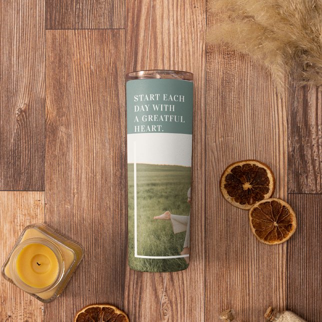 Garrafa Térmica Adorável Presente da Família Verde de Fotos Modern (Criador carregado)