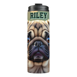 Garrafa Térmica Adorável Pug Close up Personalizado Cachorro Fof