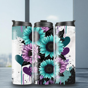 Garrafa Térmica Adorável Teto Roxo Girassóis Tumbler Térmico