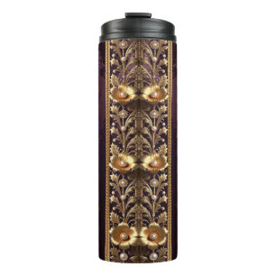Garrafa Térmica Adorno Floral Dourado