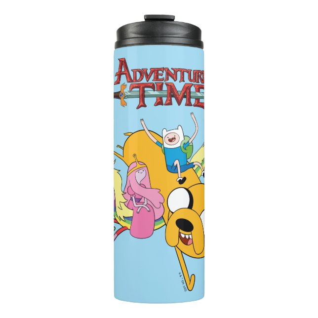 Garrafa Térmica Adventure Time | Lady, Bubblegum, Finn, & Jake (Frente)