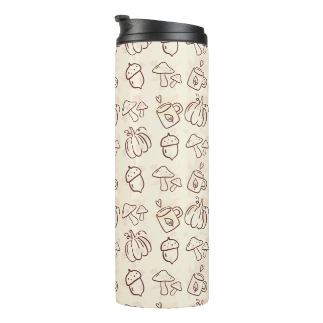 Garrafa Térmica Aesthetic Autumn Doodle Pattern Thermal Tumbler (Rotação à direita)