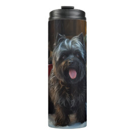 Garrafa Térmica Affenpinscher Passeio de Trenó Nevado Decoração de