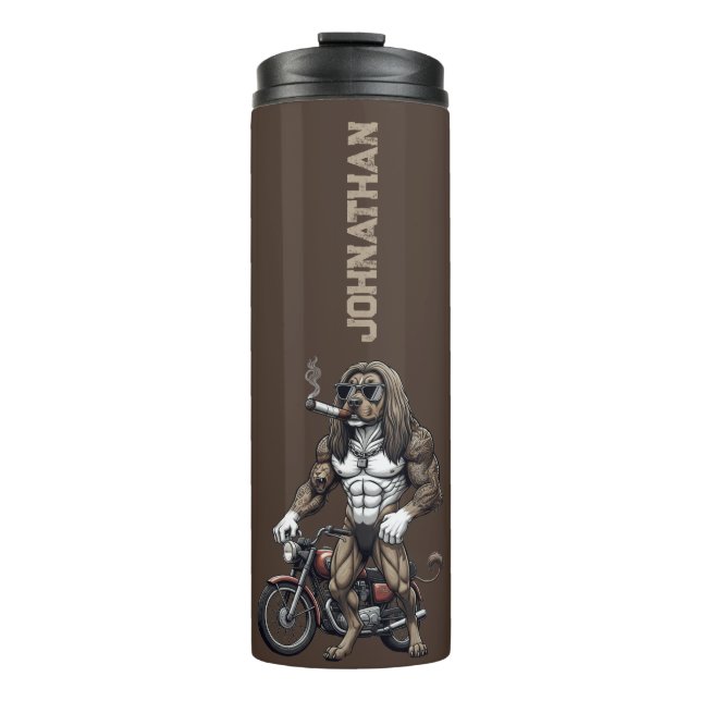 Garrafa Térmica Afghan Hound Dog, muscular, tattooed, bodybuilder  (Frente)