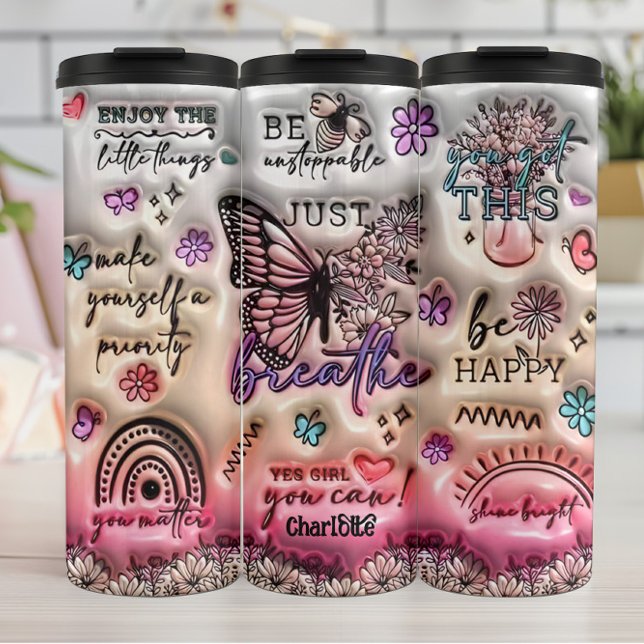 Garrafa Térmica Afirmações Motivacionais: Autoatendimento Glossy (Criador carregado)