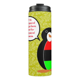 Garrafa Térmica Afro-Americano Feriado Srta. Penguin falando