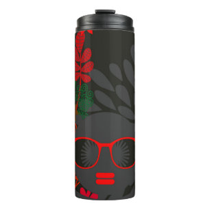 Garrafa Térmica Afro Diva Vermelho Verde Ardósia Preto