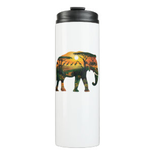 Garrafa Térmica Afro-elefante Sunset Safari Natureza Amadurece Cam