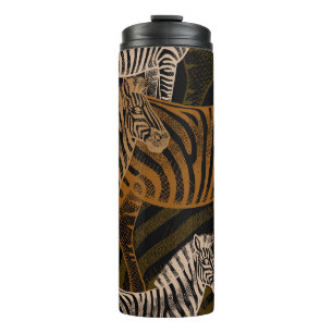 Garrafa Térmica Afro Safari: Design Zebra Vintage