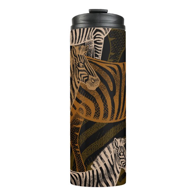 Garrafa Térmica Afro Safari: Design Zebra Vintage (Frente)