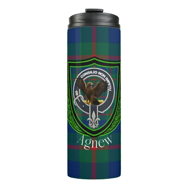 Garrafa Térmica Agnew Scottish Clan Tartan & Crest (Frente)