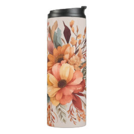 Garrafa Térmica Agradecido abençoado Floral Dia de Ação de Graças