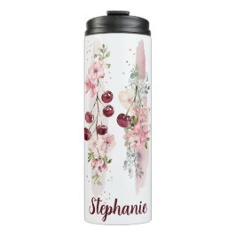 Garrafa Térmica Água-Forte Floral de Cerejeira, Adicionar Nome