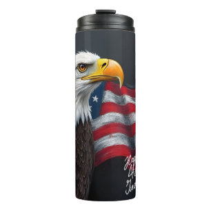 Garrafa Térmica Águia-careca com a Bandeira Americana Arte de 4 de
