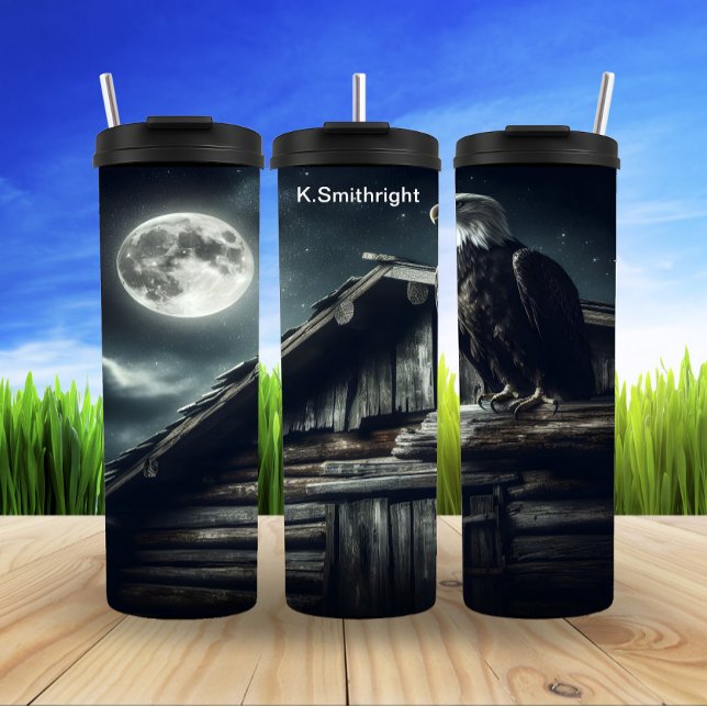 Garrafa Térmica Águia Empoleirada na Lua do Teto de Cabina (Criador carregado)