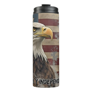 Garrafa Térmica Águia Majestosa & Bandeira – Espírito de Liberdade