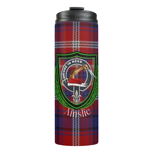 Garrafa Térmica Ainslie Scottish Clan Tartan & Crest (Frente)