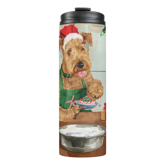 Garrafa Térmica Airedale Terrier Holiday Baking: Natal Festivo (Frente)