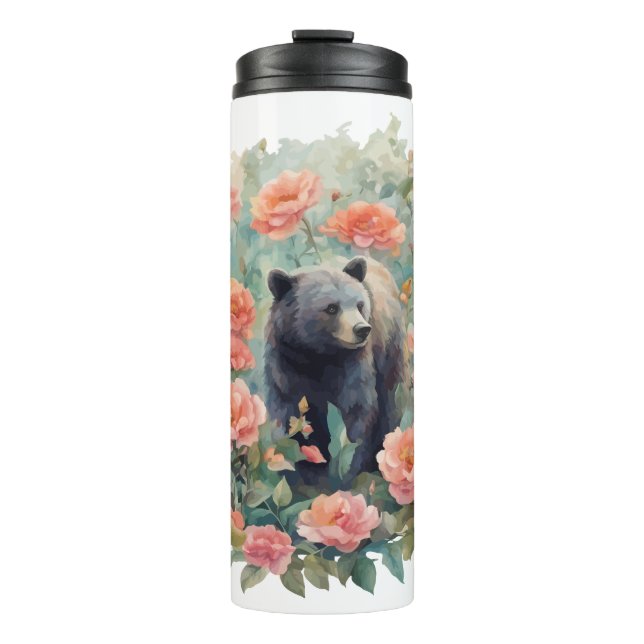 Garrafa Térmica Alabama Black Bear Cub Surrounded by Camellia (Frente)