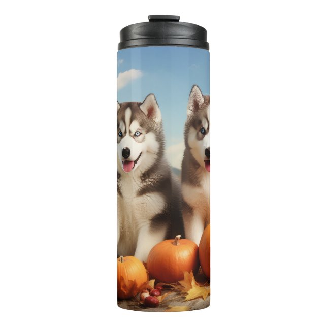 Garrafa Térmica Alaskan Malamute Puppy Autumn Delight Pumpkin (Frente)