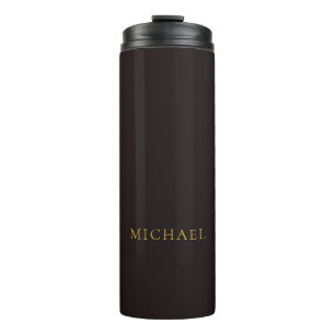 Garrafa Térmica Alcaçuz Preto Dourado Minimalista Simples Moderno
