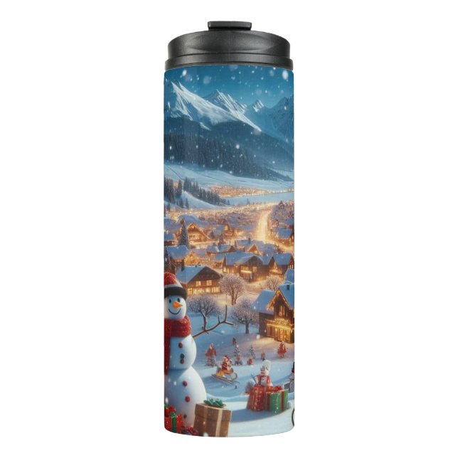 Garrafa Térmica Aldeia de Natal Encantadora (Frente)